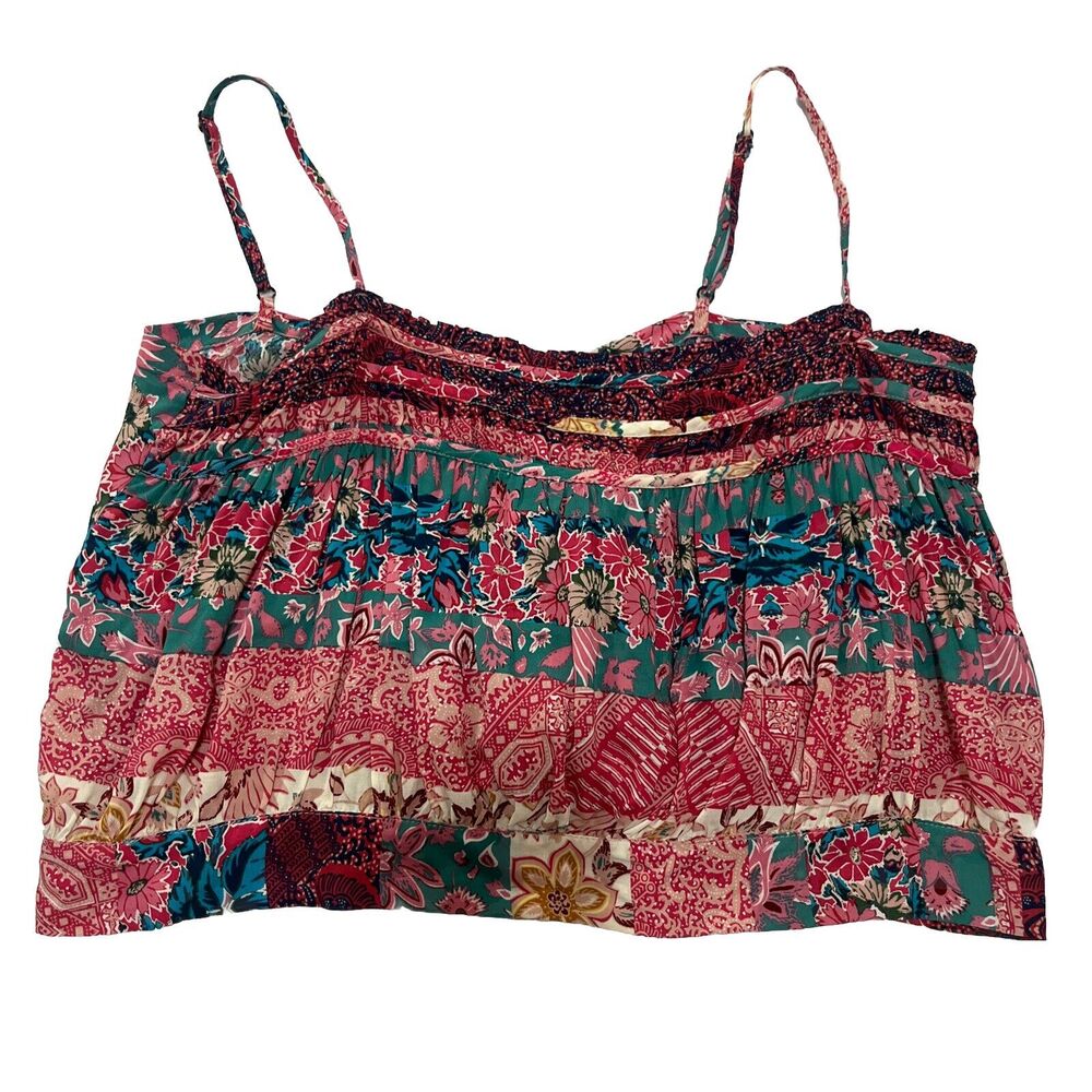 TYSA Sz 0 Colorful Boho Tie Back Crop Top Blouse